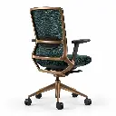 Silla ergonómica bronce y verde malla.webp
