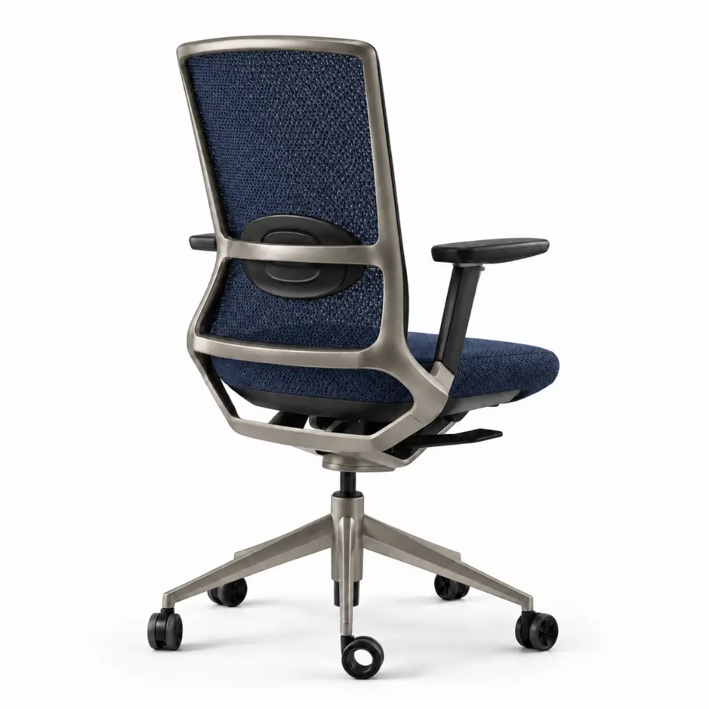 Silla ergonómica azul marino de diseño moderno.webp