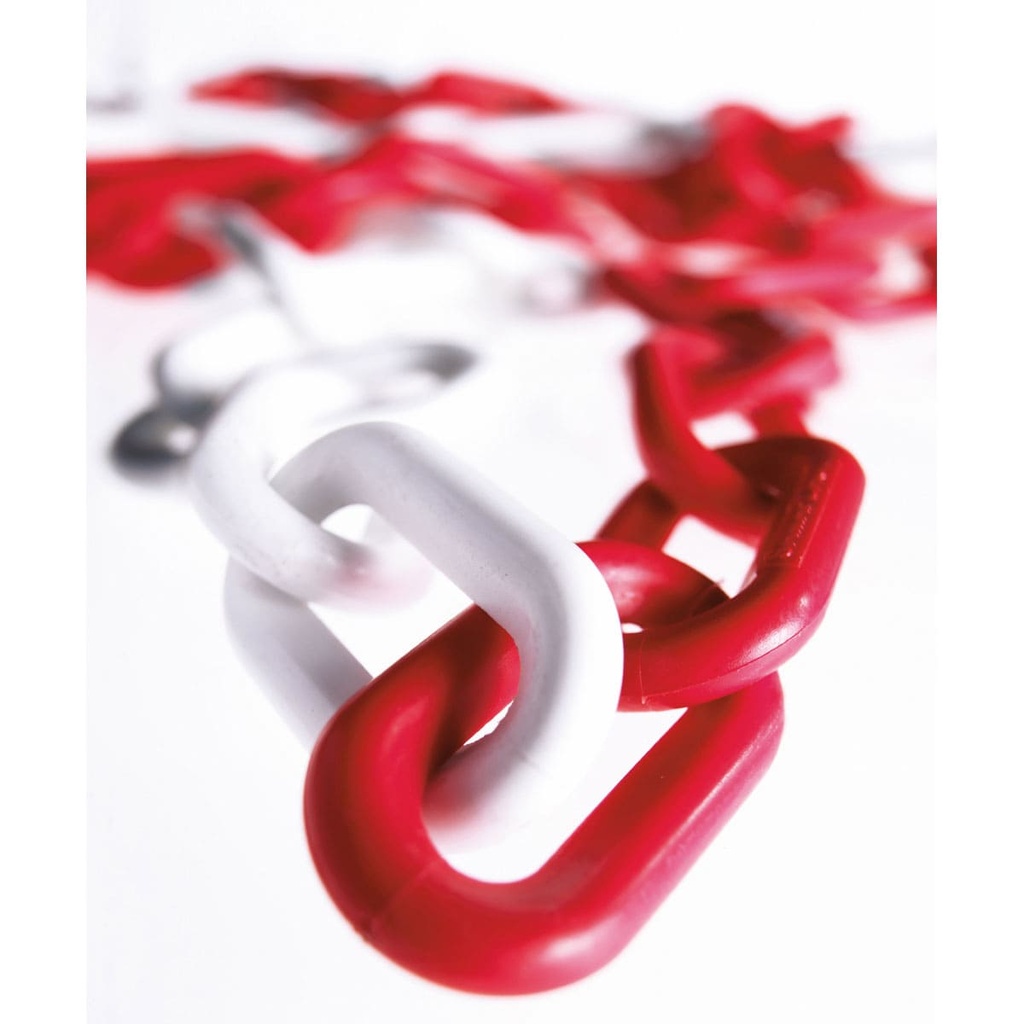 Cadena separadora de plástico en color rojo y blanco