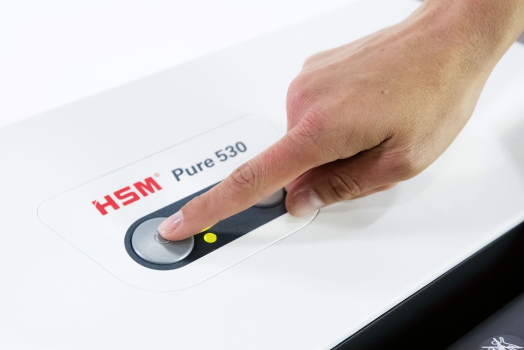 Destructora con ahorro de energía HSM Pure 530 con corte en tiras de 3,9 mm.