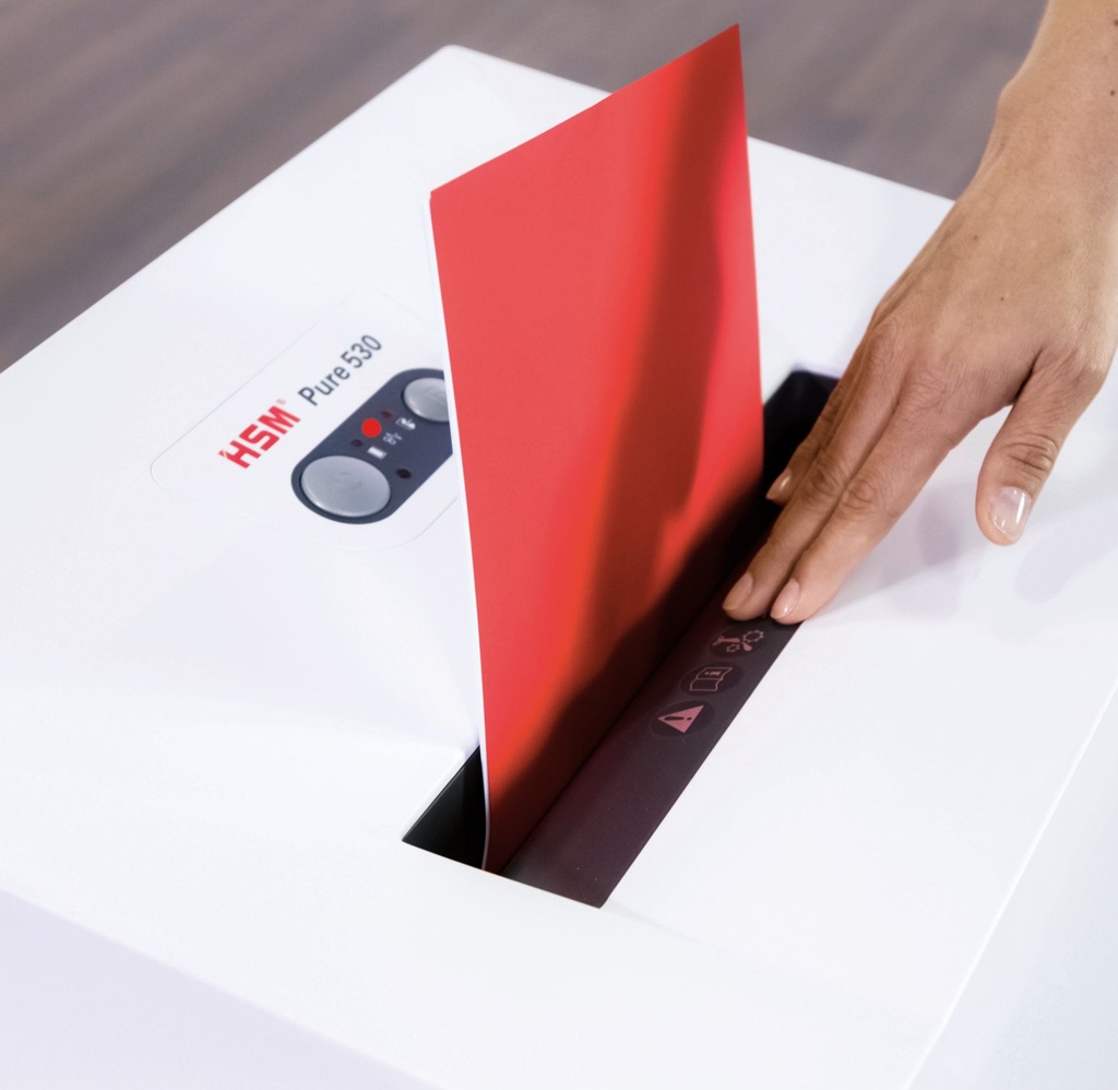 Destructora de tarjetas HSM Pure 530 con sistema de seguridad con corte en tiras de 3,9 mm.