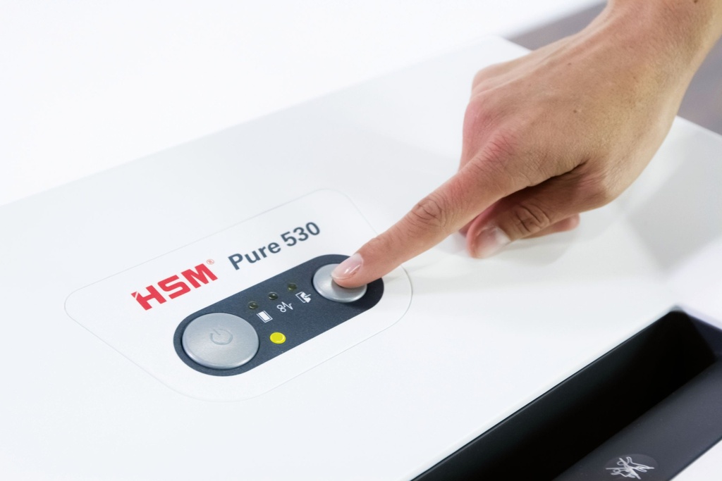 Destructora de papel HSM Pure 530 con corte en partículas de 4,5 x 30 mm.