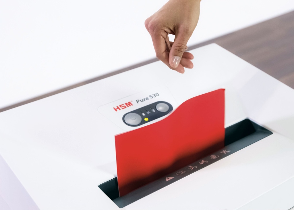 Destructora con sistema de seguridad HSM Pure 530 con corte en partículas de 4,5 x 30 mm.