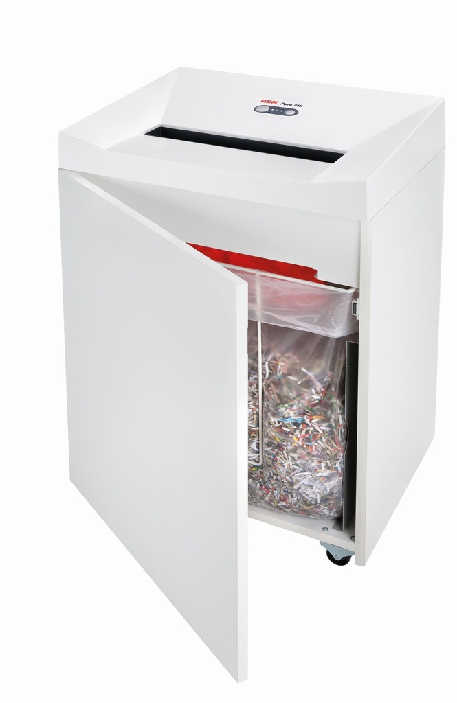 Destructora con ahorro de energía HSM Pure 720 con cabezal de corte en partículas de 4,5 x 30 mm.