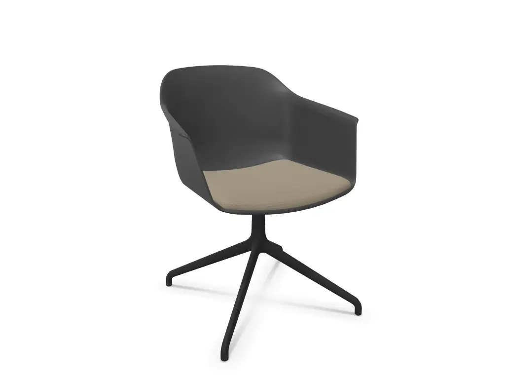Silla Noom 60 con base giratoria fija de 4 radios y carcasa de plástico con acolchado tapizado
