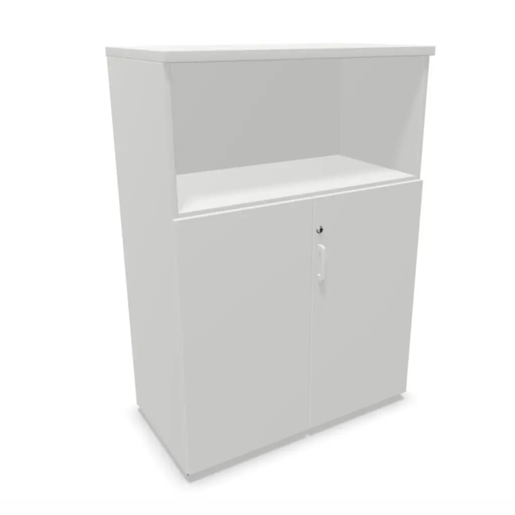 Armario modular con puertas bajas y estantería vista 80 cm monocolor a medida
