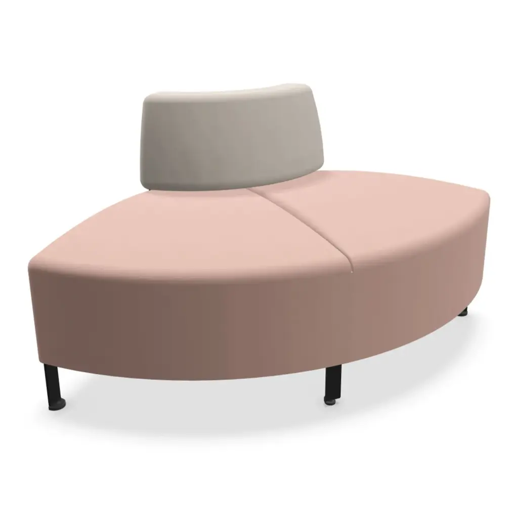 Módulo curvo regular Bend Actiu 20 símil piel Valencia con respaldo fondo 64 cm