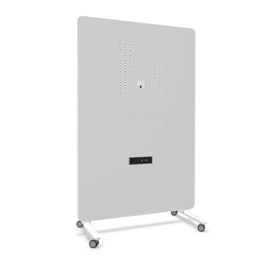 Panel Caddy 500 Tech Actiu con soporte para pantalla con panel frontal melamina y panel trasero tapizado