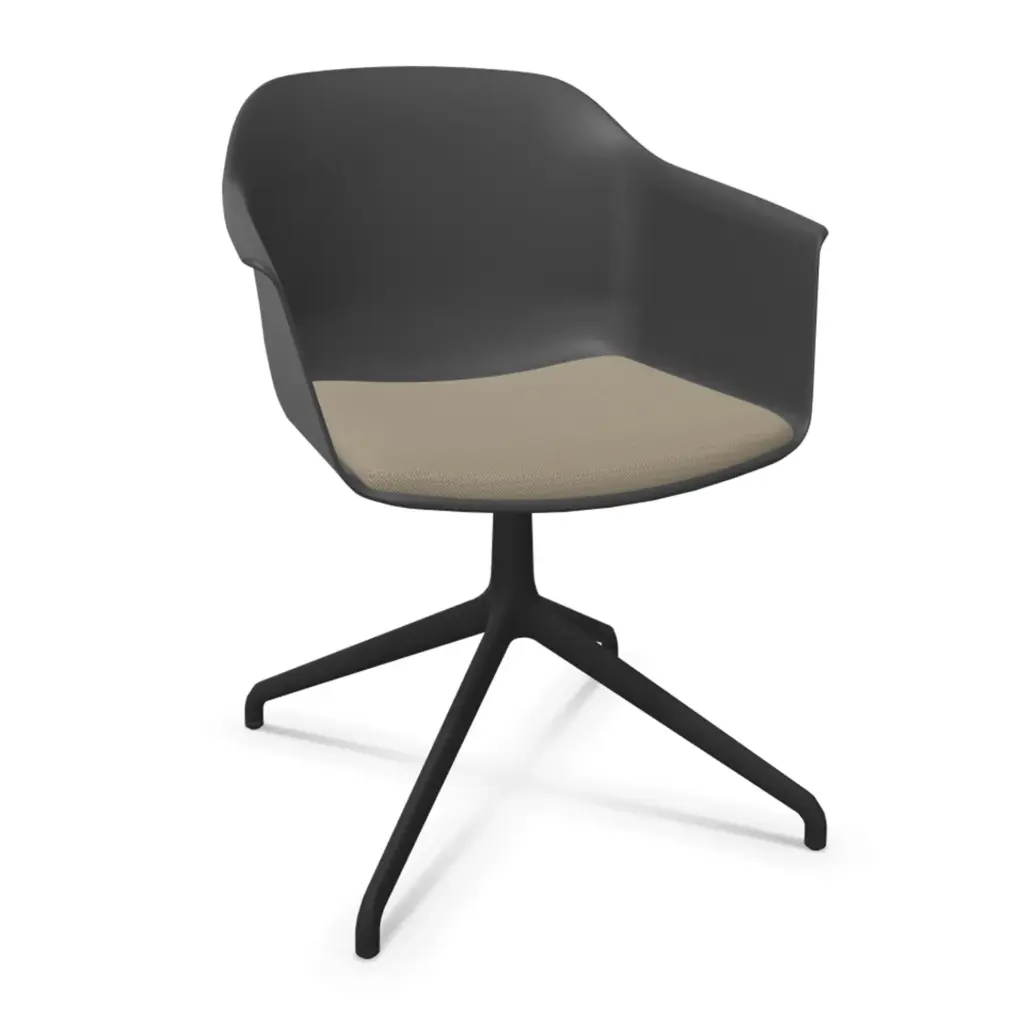 Silla Noom 60 con base giratoria fija y asiento tapizado Radio