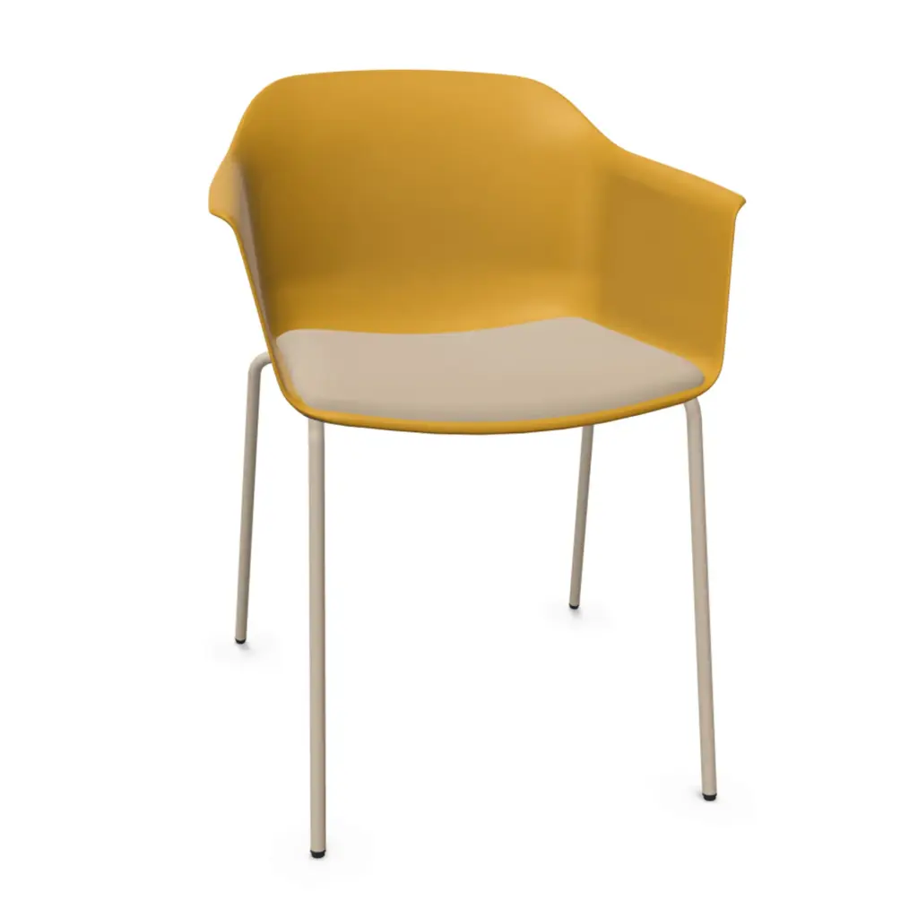 Silla Noom 60 con 4 patas de acero y asiento tapizado