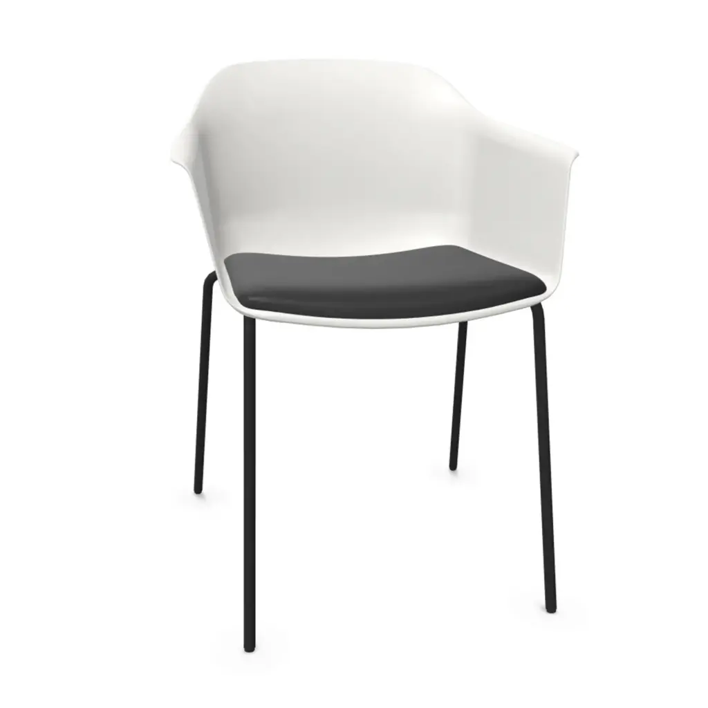 Silla Noom 60 con 4 patas de acero y asiento acolchado