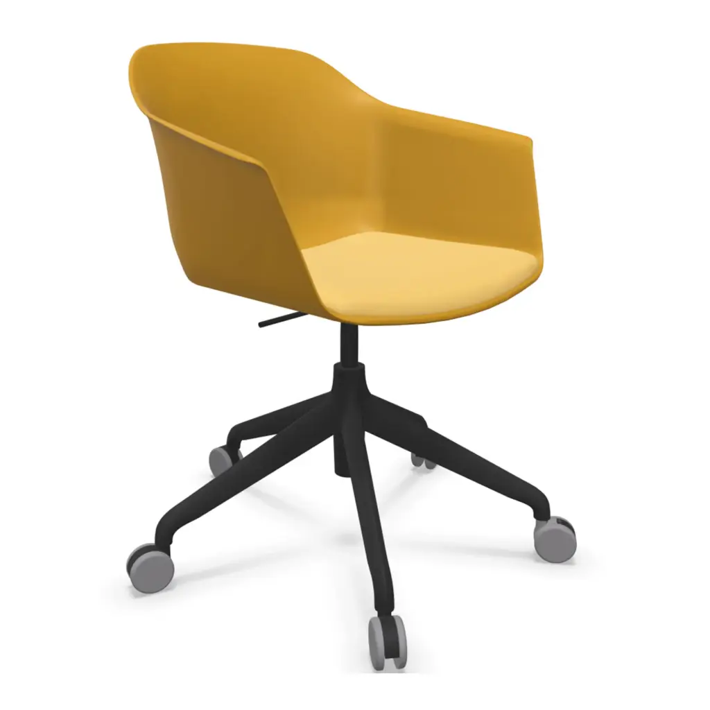 Silla Noom 60 con base de 5 ruedas y asiento tapizado