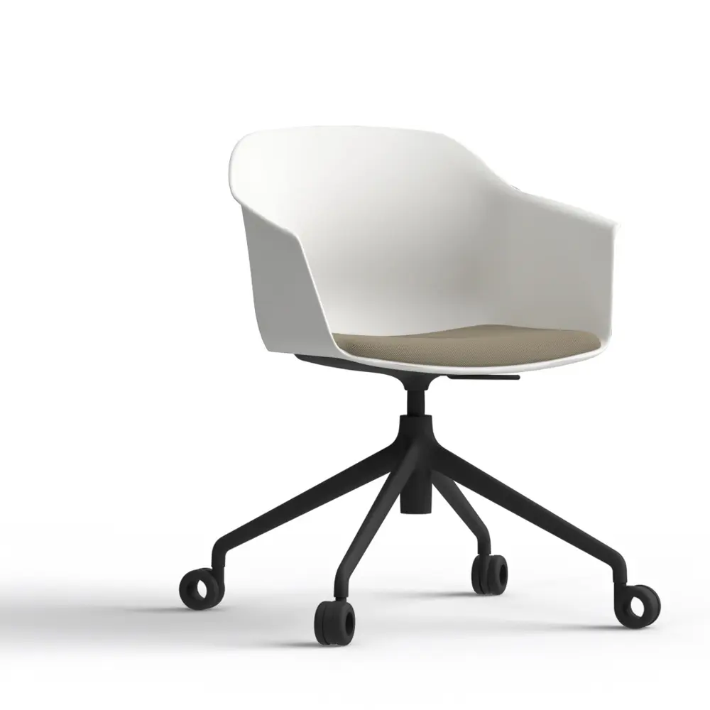 Silla Noom 60 con base de 4 ruedas y asiento acolchado