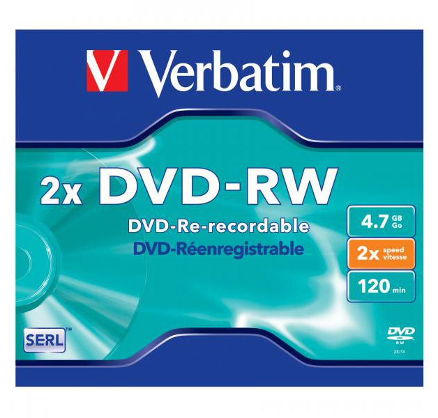DVD-RW 4.7 GB 2x con caja Verbatim
