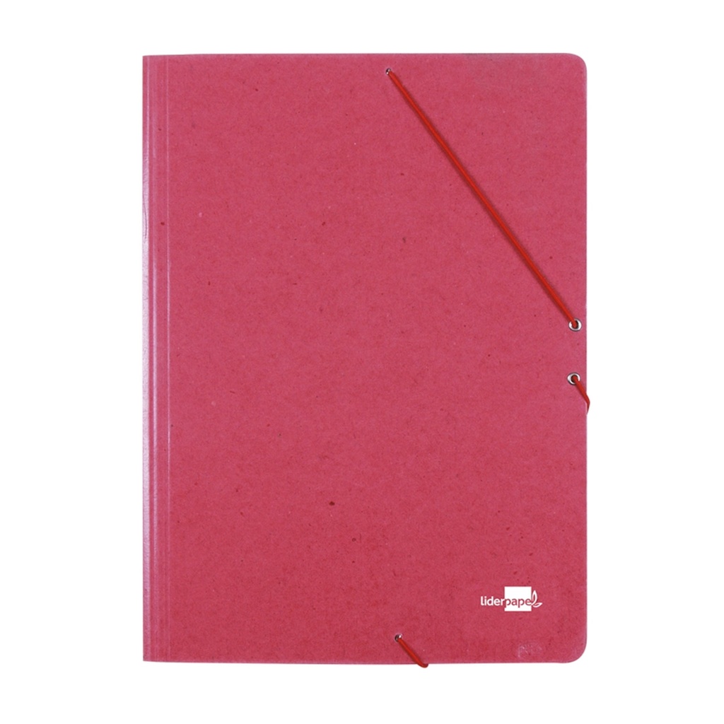 Carpeta de gomas de cartón con tres solapas Folio roja