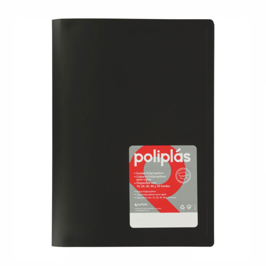 Carpeta escaparate de 50 fundas Folio Poliplás negra
