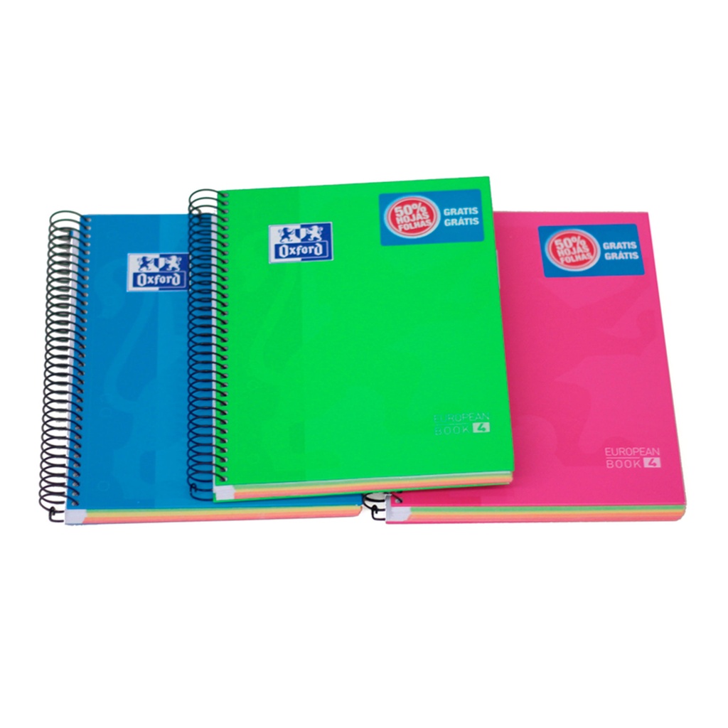 Cuaderno de espiral A5 microperforado cuadriculado tapa dura 120 hojas Oxford