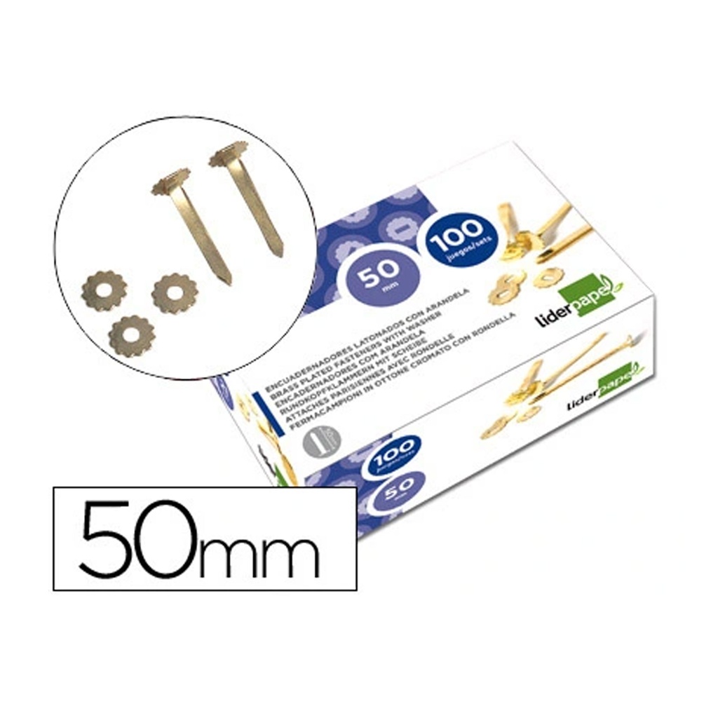 Encuadernadores de latón 50 mm con arandela (Caja 100 unidades)