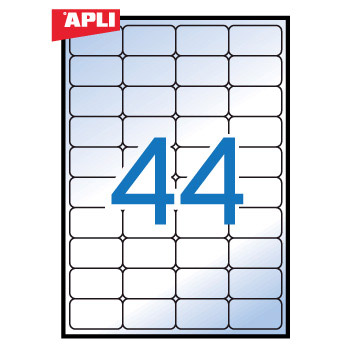 Etiquetas transparentes adhesivas APLI 10050 – 48,5 x 25,4 mm, cantos romos, inkjet, acabado brillante – Pack 440 etiquetas