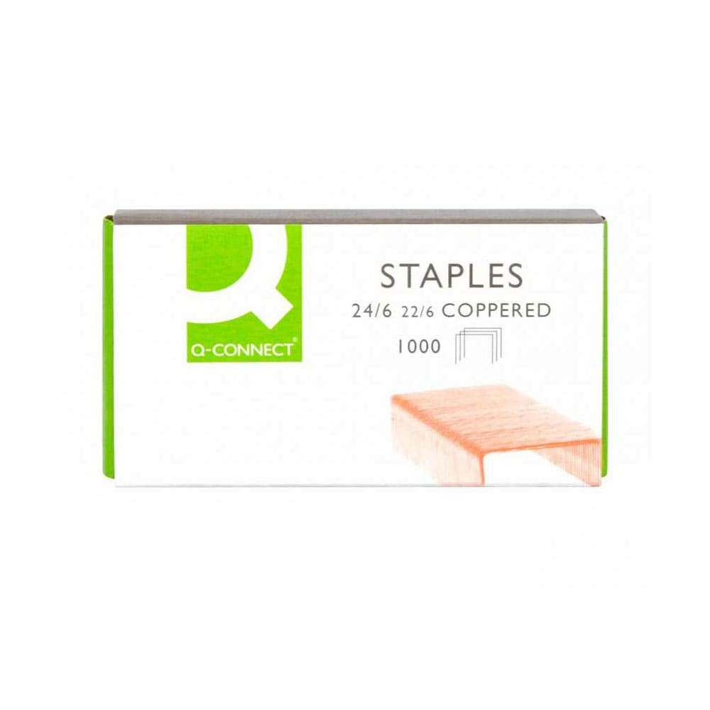 Grapas 24/6 cobreadas Q-Connect (Cajita 1000 unidades)