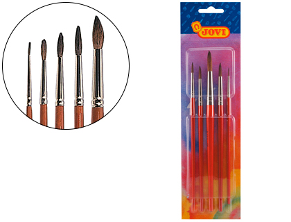 Juego de 5 pinceles para acuarela Jovi pelo de pony tamaños surtidos 8185