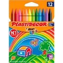 Lápices de cera BIC Plastidecor 12 colores lavables escolares para niños