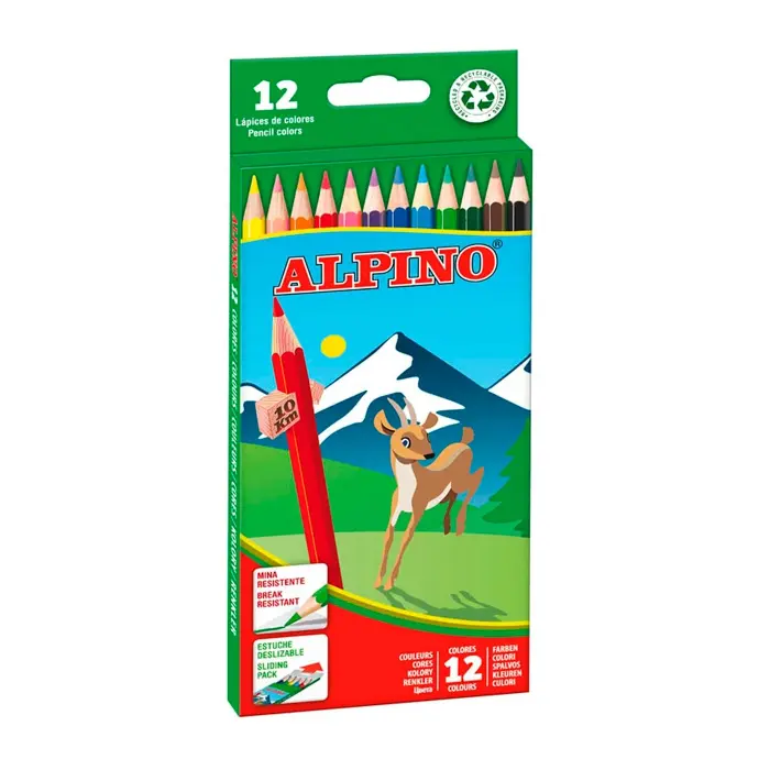 Lápices de colores Alpino 654 caja de 12 colores largos