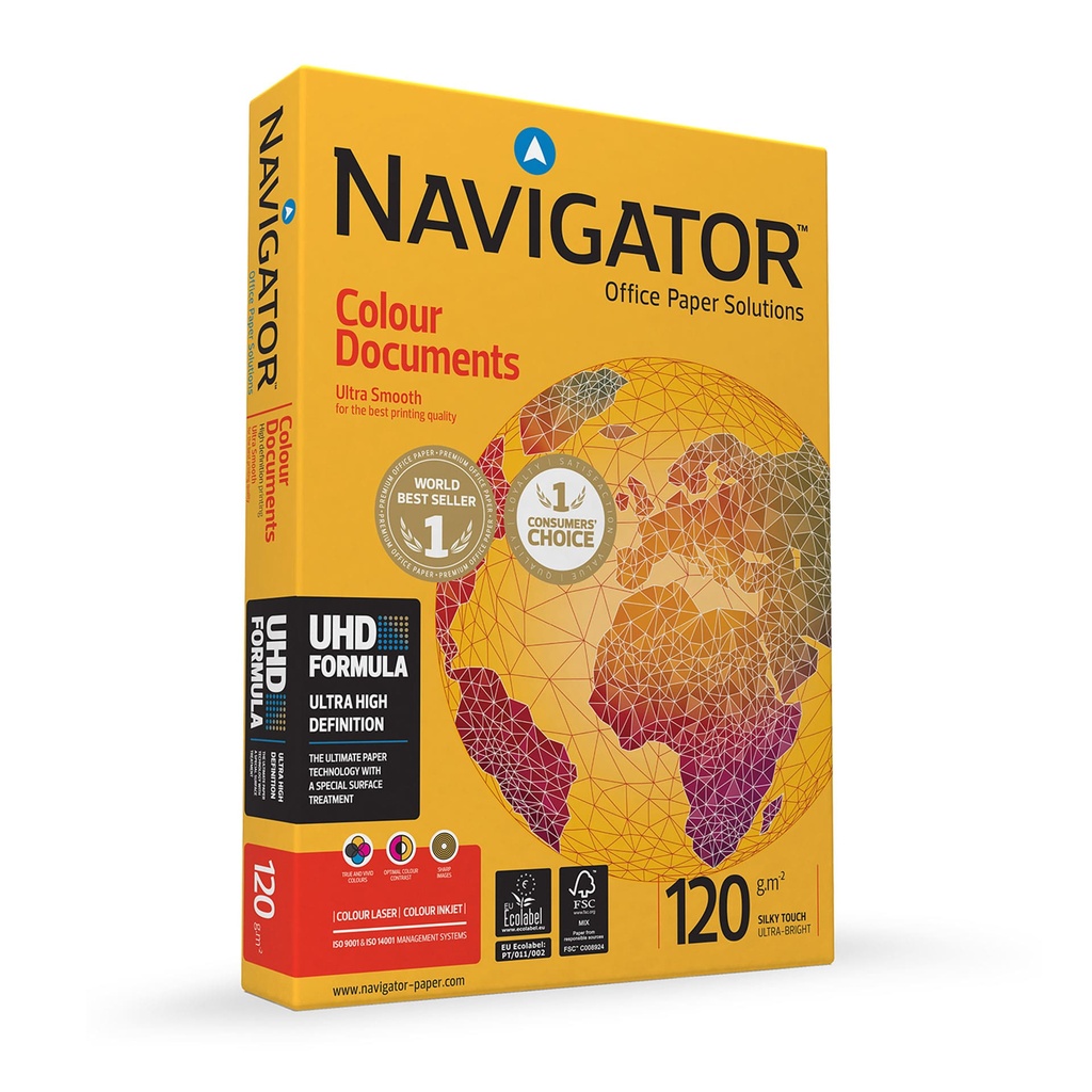 Papel A4 120 g/m² Navigator Colour Documents (Paquete 250 hojas)