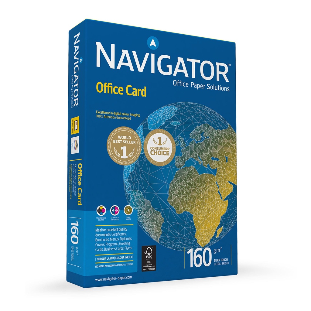 Papel A4 160 g/m² Navigator Office Card (Paquete 250 hojas)
