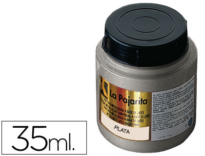 Pintura metalizada La Pajarita plata 35 ml base látex