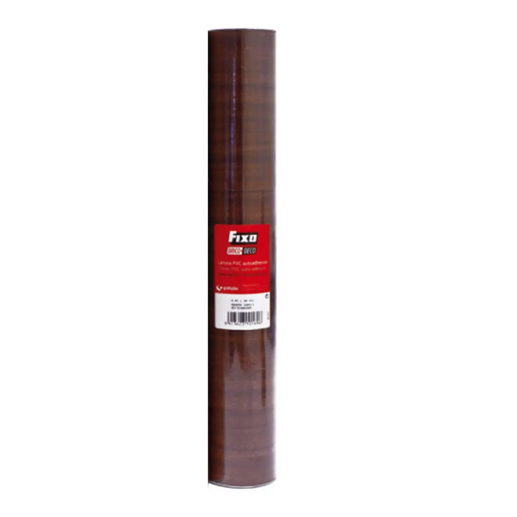 Rollo PVC adhesivo madera sapeli 0,45 x 20 m. Fixo Brico+Deco