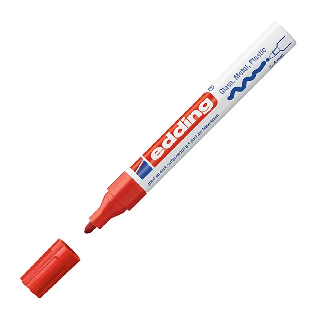Rotulador de pintura Edding 750 rojo punta redonda 2-4 mm para superficies oscuras o lisas