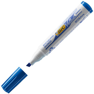 Rotulador para pizarra blanca Bic Velleda 1751 azul punta biselada gruesa