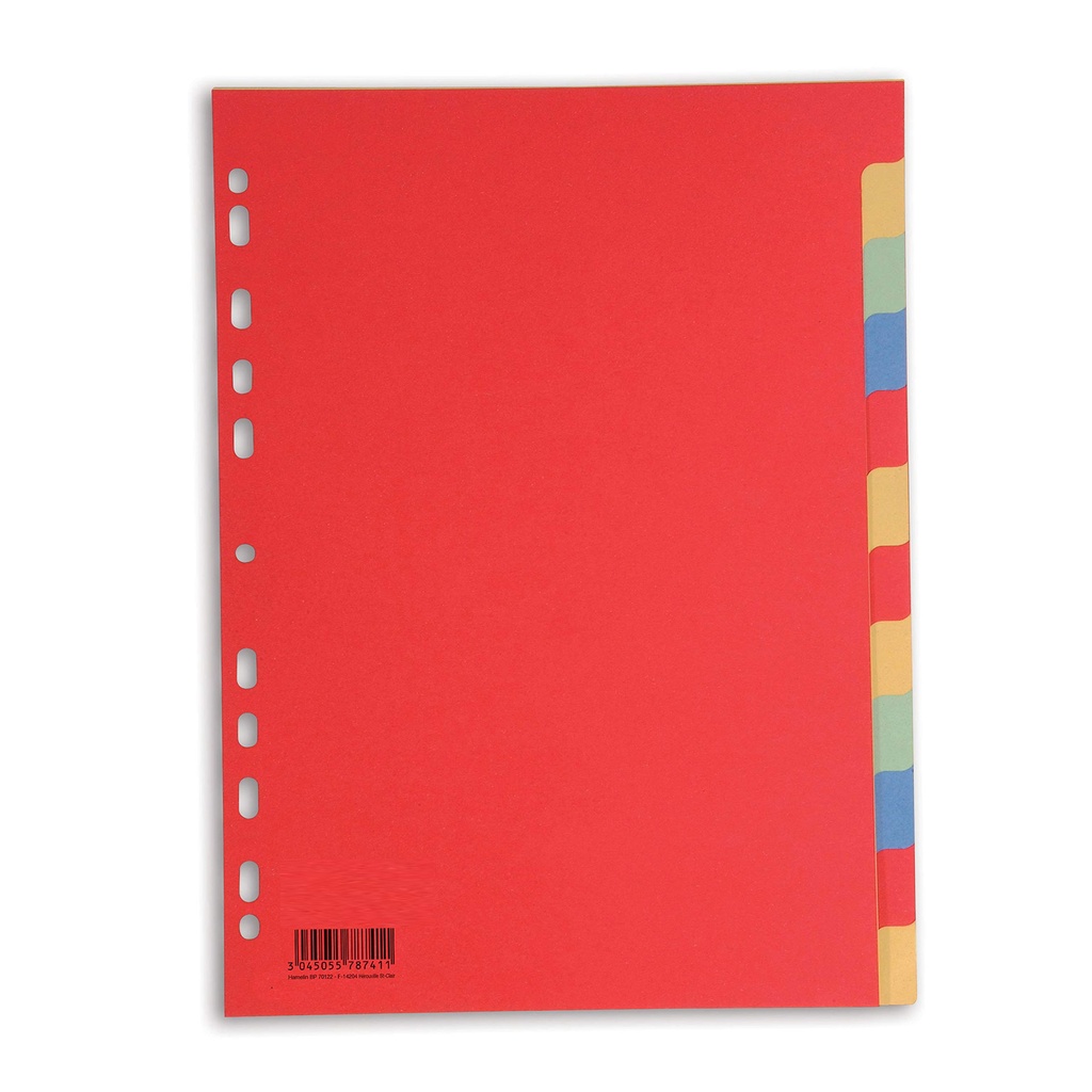 Separadores de cartulina de colores con 12 posiciones A4 Elba