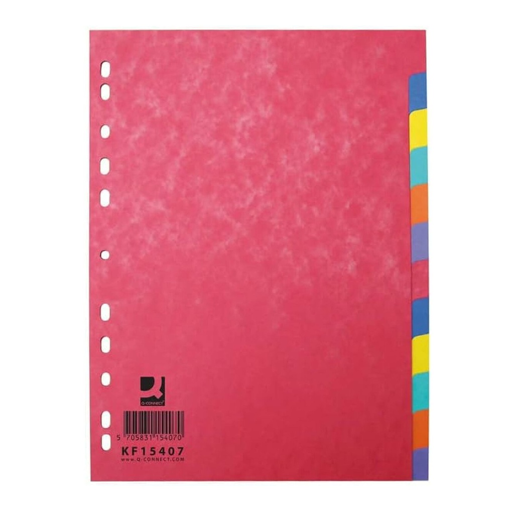 Separadores de cartulina de colores con 12 posiciones A4 Q-Connect