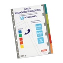 Separadores de plástico translúcido extraduro de colores 6 posiciones Folio Grafoplás