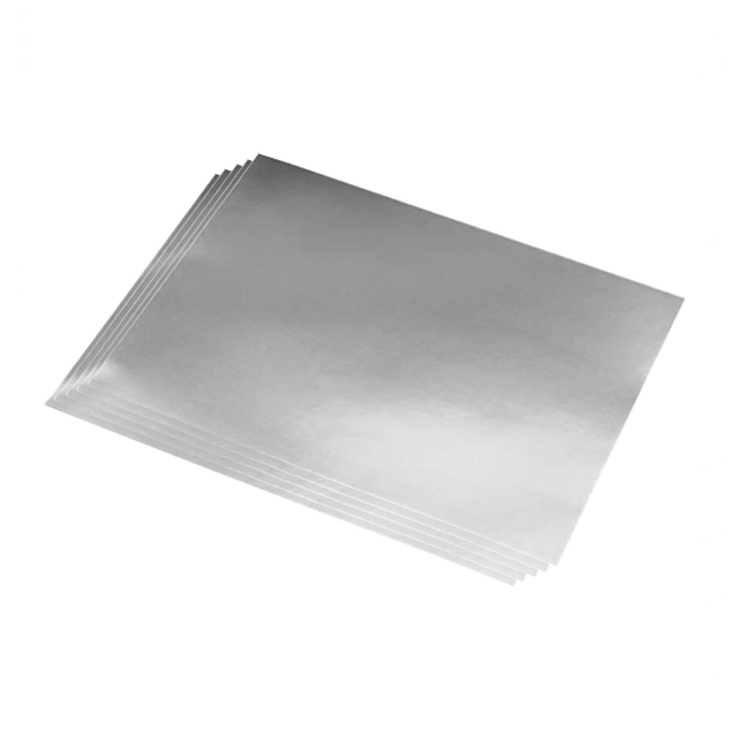Cartulina metalizada 50 x 65 cm plata 220 g/m² (Pack 10 unidades)