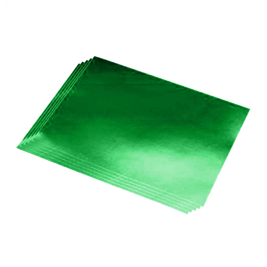 Cartulina metalizada 50 x 65 cm verde 220 g/m² (Pack 10 unidades)
