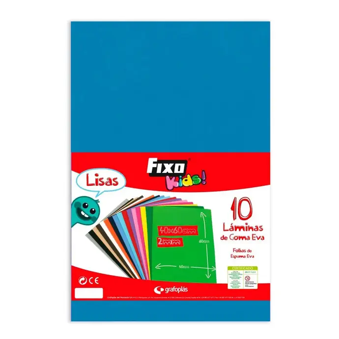 Goma Eva 40 x 60 cm 2 mm azul Fixo Kids (Bolsa 10 láminas)