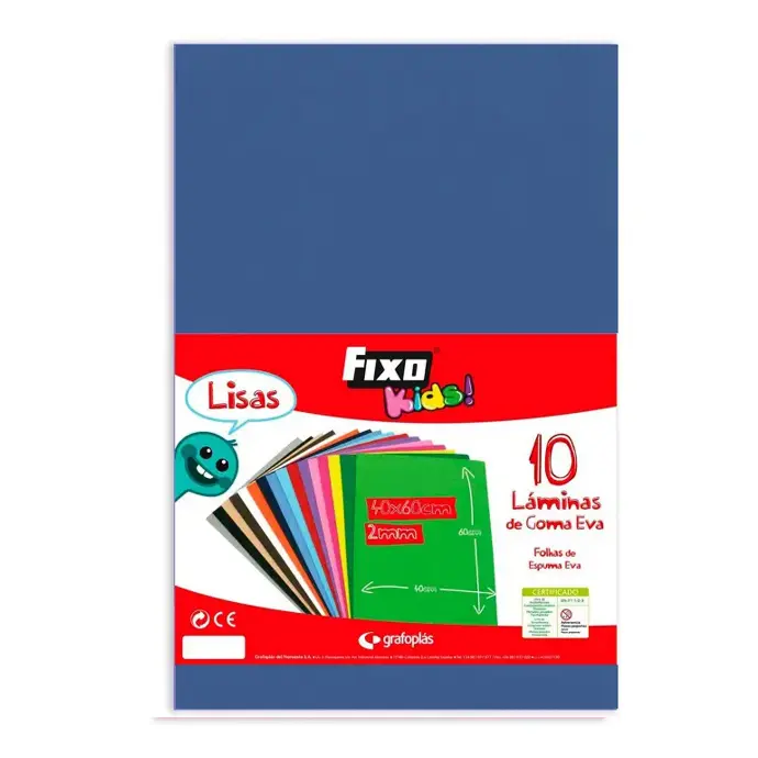 Goma Eva 40 x 60 cm 2 mm azul oscuro Fixo Kids bolsa de 10 láminas