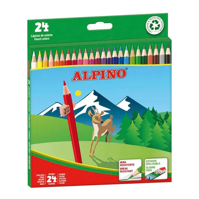 Lápices de colores Alpino 658 caja de 24 colores largos