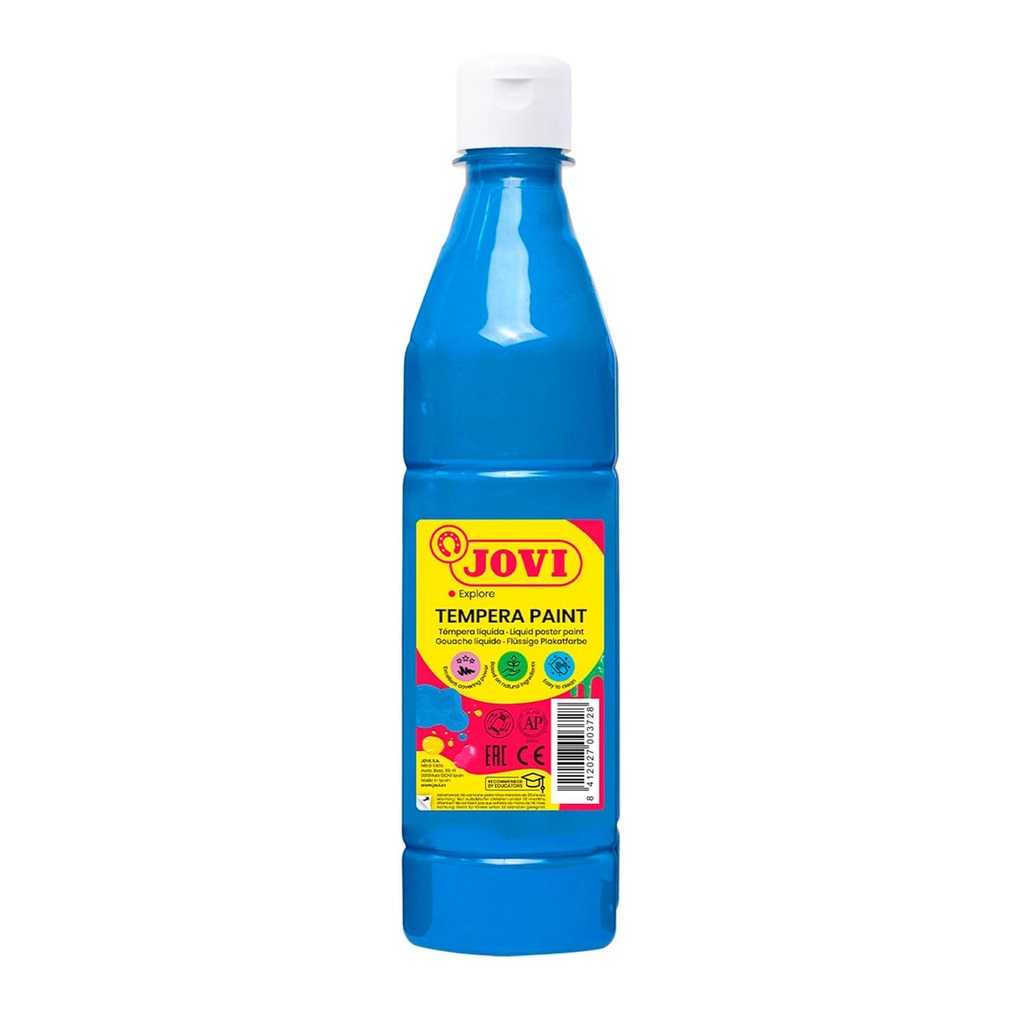 Témpera escolar líquida Jovi 500 ml azul cyan