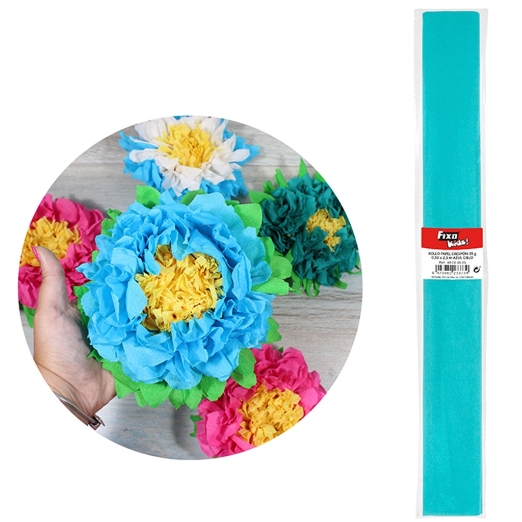 Papel crespón 0,50 x 2,50 m azul cielo Fixo 