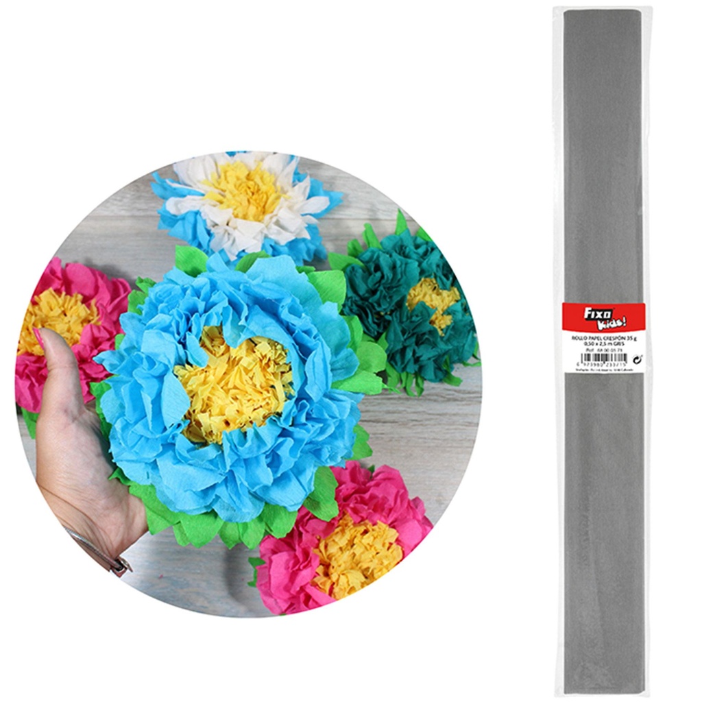 Papel crespón 0,50 x 2,50 m gris Fixo 