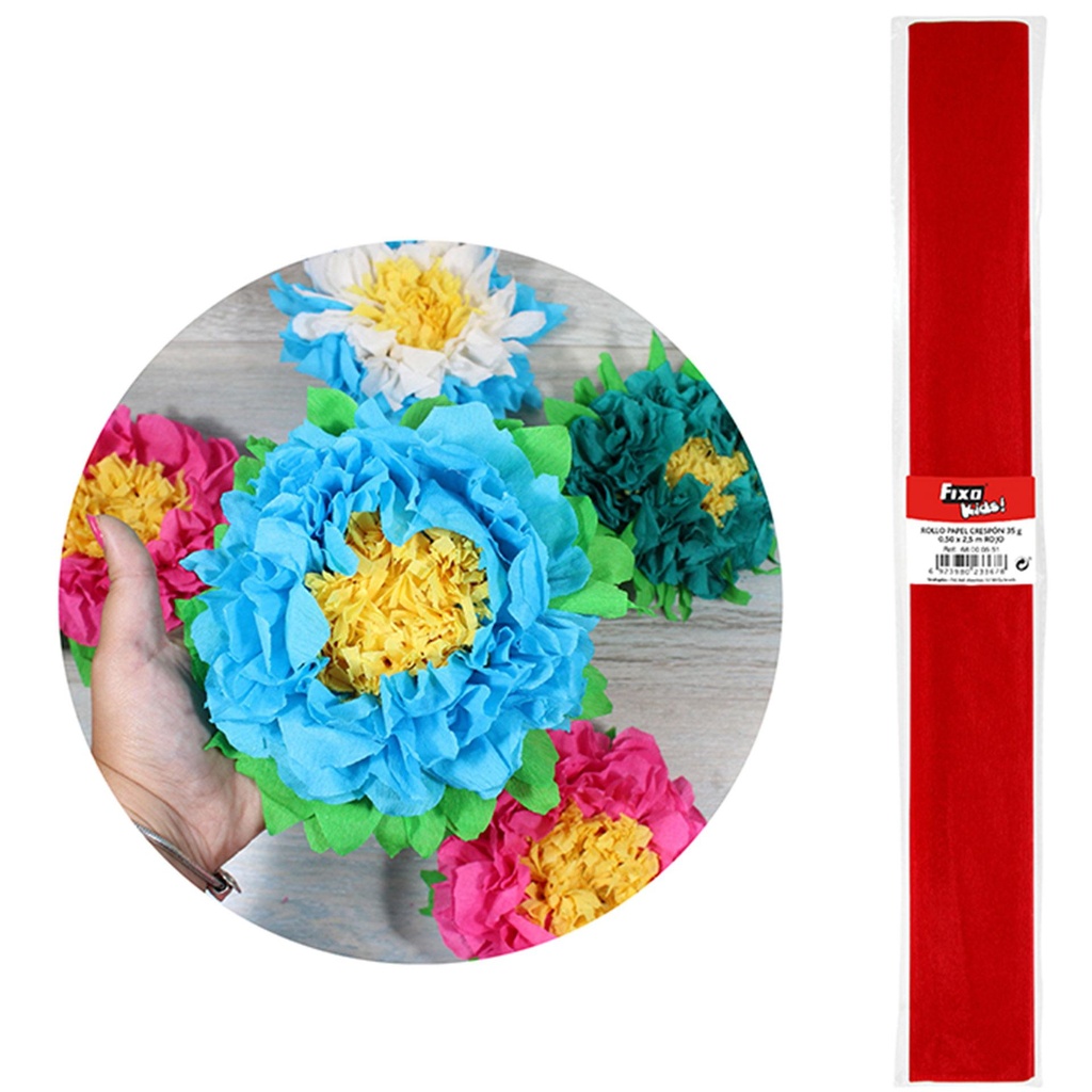 Papel crespón 0,50 x 2,50 m rojo Fixo 