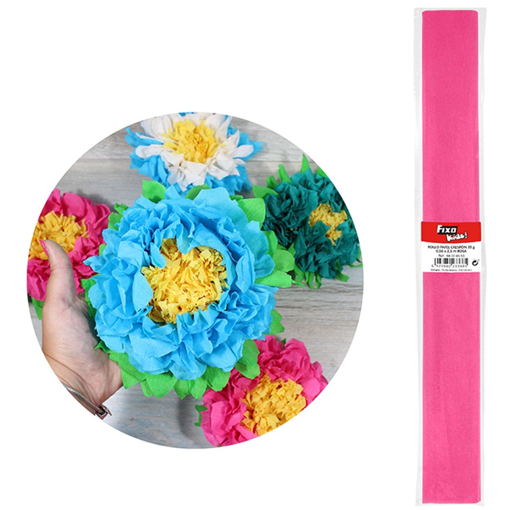 Papel crespón 0,50 x 2,50 m rosa Fixo