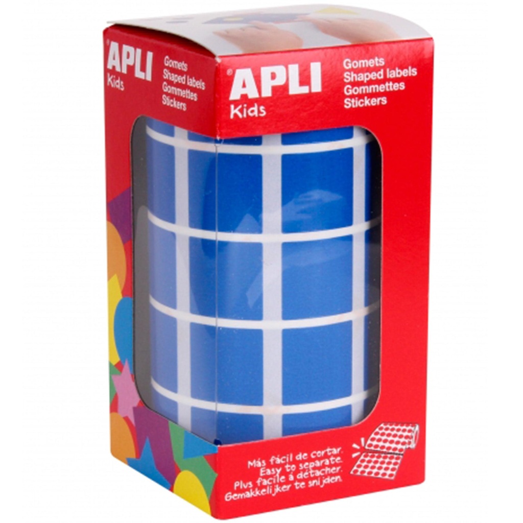 Gomets adhesivos cuadrados 20 x 20 mm azules en rollo Apli