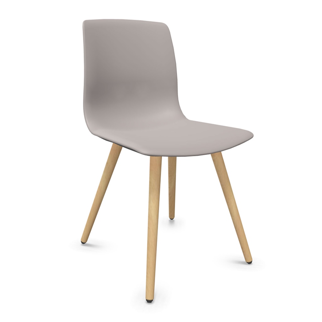Silla Noom 50 con 4 patas de madera y carcasa de plástico