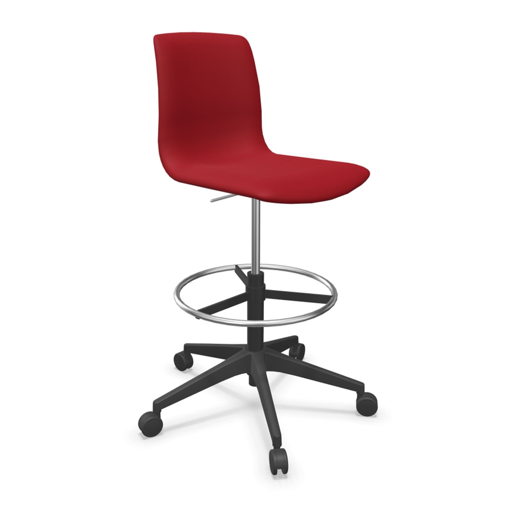 Taburete Noom 50 con base de 5 ruedas tapizado integral