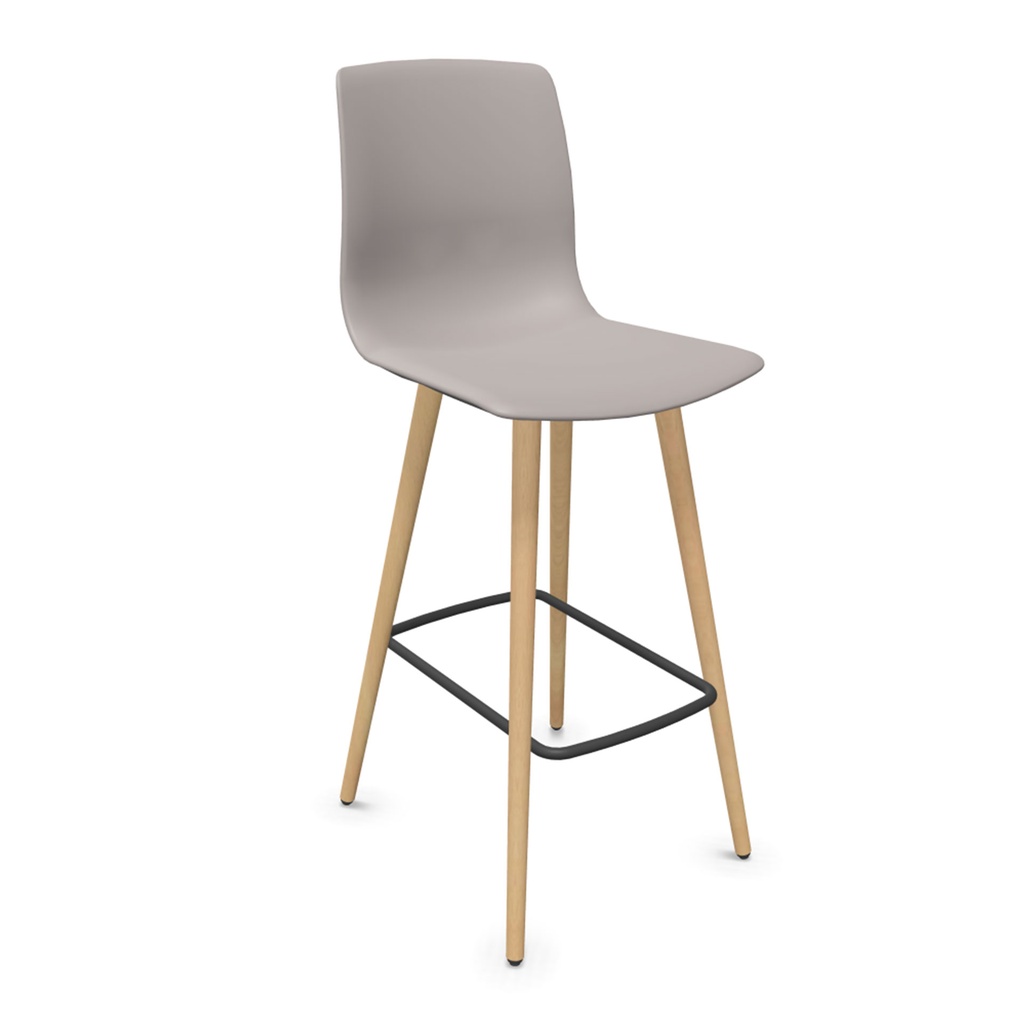 Taburete Noom 50 con patas de madera y carcasa de plástico